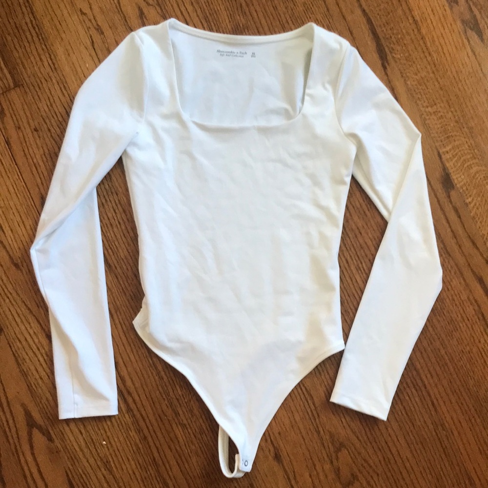 Abercrombie and Fitch White Square Neck Bodysuit